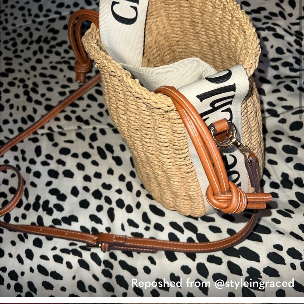 Chloe Beige Woven Crossbody Bag